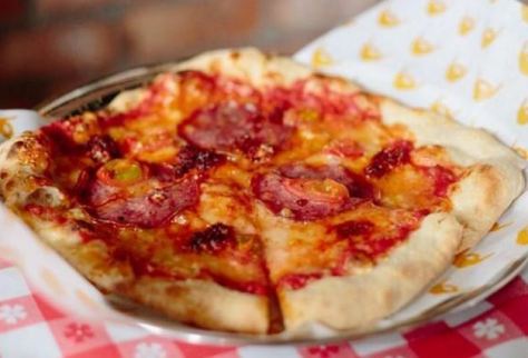 Salami, nduja & tomato pizza at Beerd